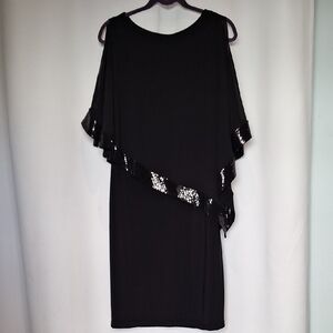 Joseph Ribkoff Black Asymmetrical with Sequin Trim Dress Size 14